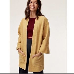 ARITZIA Wilfred Brullon 100% wool sweater jacket mustard yellow S NWT